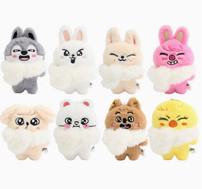 stray kids skzoo white scarf plushie keychain